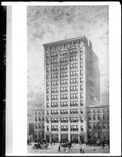 Building, rendering by Hughson Hawley, 1910.