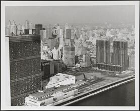 890-870 United Nations Plaza. United Nations Plaza Apartments. Aerial view from southeast