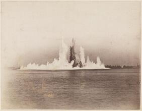 [Explosion of flood rock, Hell Gate.]