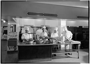 Beth Israel Hospital, Stuyvesant Square. Cooks in kitchen.