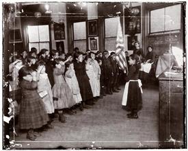 Saluting the Flag in the Mott Street Industrial School.