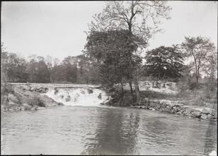 [Falls and ruins of an old mill on the Bronx River.]
