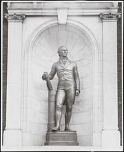 [Statue of Alexander Hamilton outside of the Museum of the City of New York.]