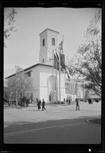 New York Worlds Fair, Romania House, exterior with tower.