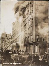 [Building on fire.]