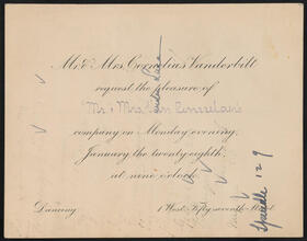 [Mr. & Mrs. Cornelius Vanderbilt request the pleasure of Mr. & Mrs. Van Rensselaer's company.]