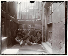 Street Arabs in sleeping quarters.
