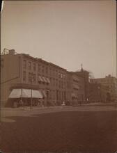 [West side of Hudson Street,  looking north from Barrow Street to St. Luke's Church.]