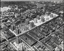 [Aerial view of East Harlem, including Carver Houses.]