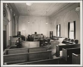 Centre Street and Pearl Street. U.S. Federal Courthouse. Interior, courtroom, room 1105