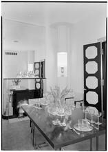 Steuben Glass, Inc. Conference Room, table set with glassware.