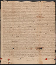 Indenture between Lawrence Garrobrantz, Moses de Graef, Baltus Van Cleeck and Abraham de Graef of Poughkeepsie, and Richard Bradley of New York City, April 4, 1737