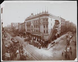 [Exterior of the Grand Theatre, billing for Jacob P. Adler in "King Lear".]