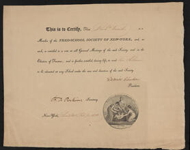 [Certification of membership to the Free-School Society of New-York.]