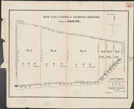 Map of the lands of Samson Benson lying at Harlem