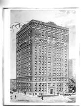 92nd Street and West End Avenue. Watercolor, rendering by Brigden, of apartment house.