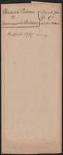 Envelope for deed between Obadiah Palmer and Nehemiah Palmer, April 15, 1737