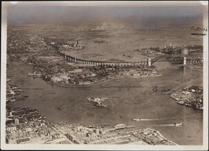[Birds-eye view of Hell Gate, Hell Gate Bridge.]