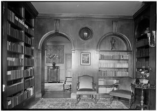 Richard F. Lawrence [residence]. Library toward foyer.