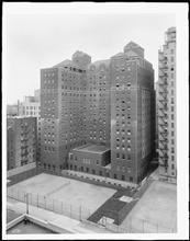 100th Street and 5th Avenue. School of Nursing, Mt. Sinai Hospital. Exterior from north.