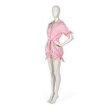 Playsuit in pale orchid cotton with belt