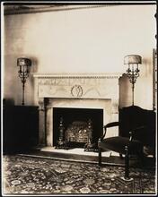 [Interior, detail of mantel.]