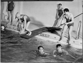 [Boys diving.]