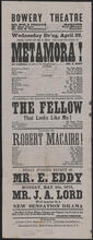 Third night of Mr. E. Eddy. "Metamora; or, The Last of the Wampanoags", Wednesday evening, April 29