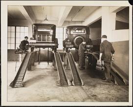 Automobiles, Warren-Nash Service Station, Two Autos on Racks.