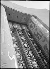 [Detail of doors of Brooklyn Public Library.]