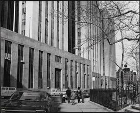 [Looking northwest from Columbus Park toward the Criminal Courts Building.]