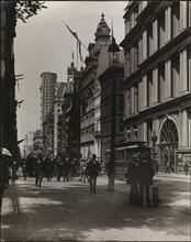 [Broadway looking north from Pine Street, showing Equitable Life Assurance Company and Franklin Trust Company]