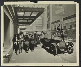 Hotel Biltmore, Mad. Ave. & 43rd St., Street Scene, Automobile and doorman and pedestrians in front of entrance.