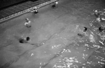 [People at a swimming pool.]