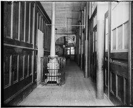 East Side Public Schools 3. "Playground" of the Essex Market School. The hall with rows of closets opening on it.