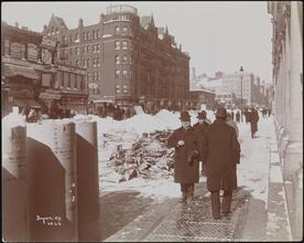 Snow Scenes, Blizzard, Street Scenes in New York City.