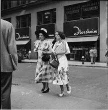 New York City Scenes: Fashion Shots [Two women crossing the street.]