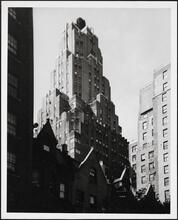 [Looking at the top of the Master Building, 310-312 Riverside Drive.]
