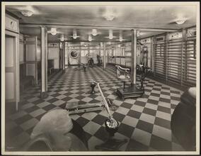 French Line, S.S. "Paris" (First & Second Classes), First Cabin, Gymnasium.