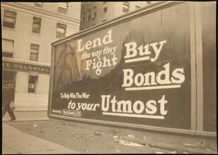 Street Scenes, etc. Showing Displays of Liberty Loan Posters during World War I [Liberty Loan billboard.]