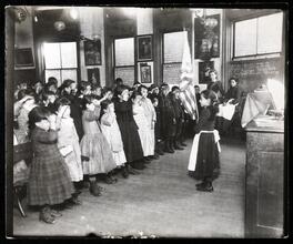 Saluting the Flag in the Mott Street Industrial School.