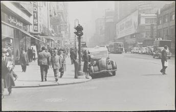 [Pedestrians in Times Square.]
