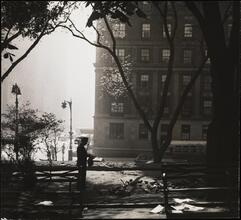Man feeding pigeons, Central Park by 5th Avenue and 96th St.