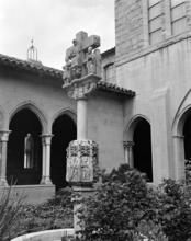 [Sculpture in the courtyard of the Cloisters.]