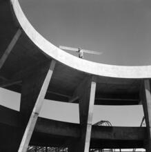 [Construction of the Ford pavilion's spiral driveway, New York World's Fair.]