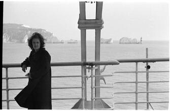 [Felicia Marsh on deck of ship.]