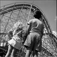 Palisades Amusement Park [Children looking at a roller coaster.]