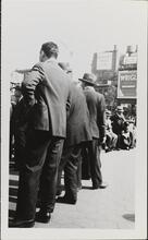 [Men gathered in Union Square.]