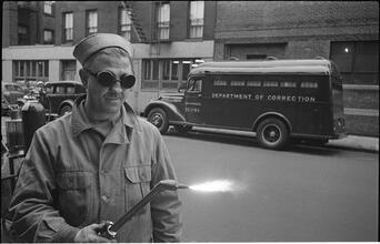 Paddy Wagon [Man with welding equipment used in the making of the television show Paddy Wagon.]