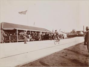 Sports, Boxing, James J. Corbett Bicycling at Manhattan Beach.